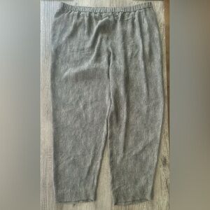 Eileen Fisher Black and Gray Patterned 100% Silk Pants with pockets Size Large